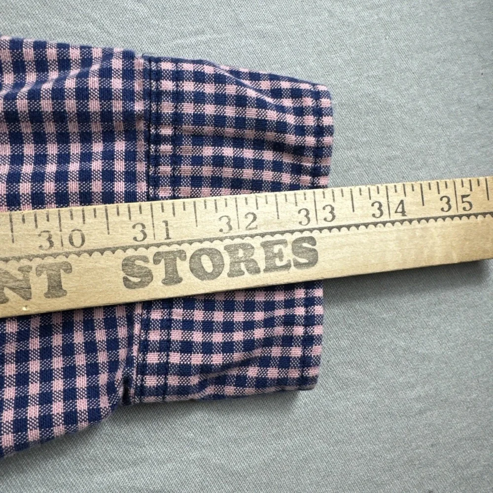 Gap Standard Fit Stretch Shirt Mens M Pink Blue Gingham Long Sleeve Button Up - Picture 4 of 6